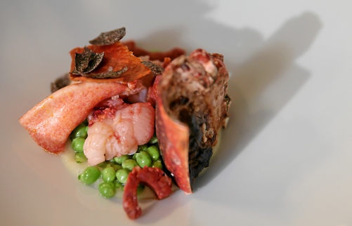 Lobster with truffle and peas at Giardino